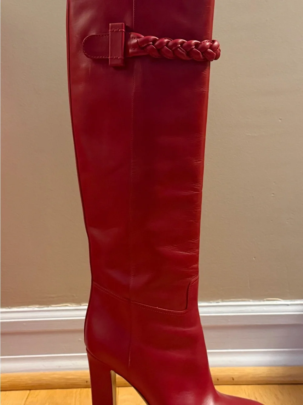 Valentino Garavani Knee-High Boots - Red Leather - EU 39.5 (US 9-9.5) - Picture 3 of 6